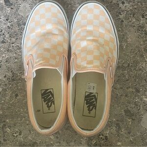 VANS Checkerboard Slip-On Shoes - Orange and White